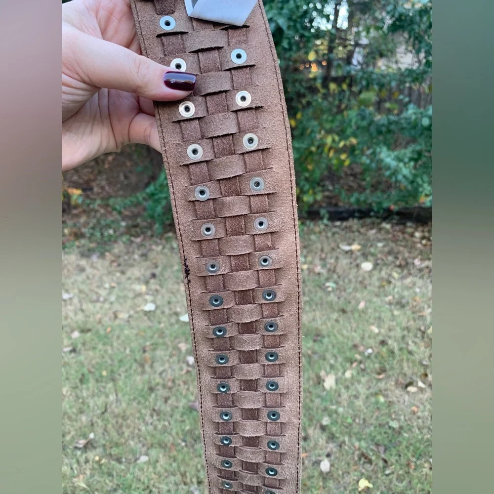 Vintage Oversized Riveted Woven Leather Belt